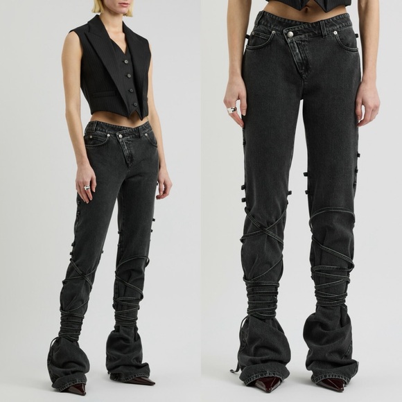 NWT Alexander Mcqueen Tie-through Straight-leg Jeans Denim $1,760 28 Runway